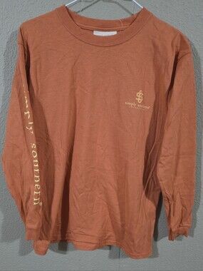 Simply Southern Girl's YL Long Sleeve Tee in Burnt Orange with Yellow Logo